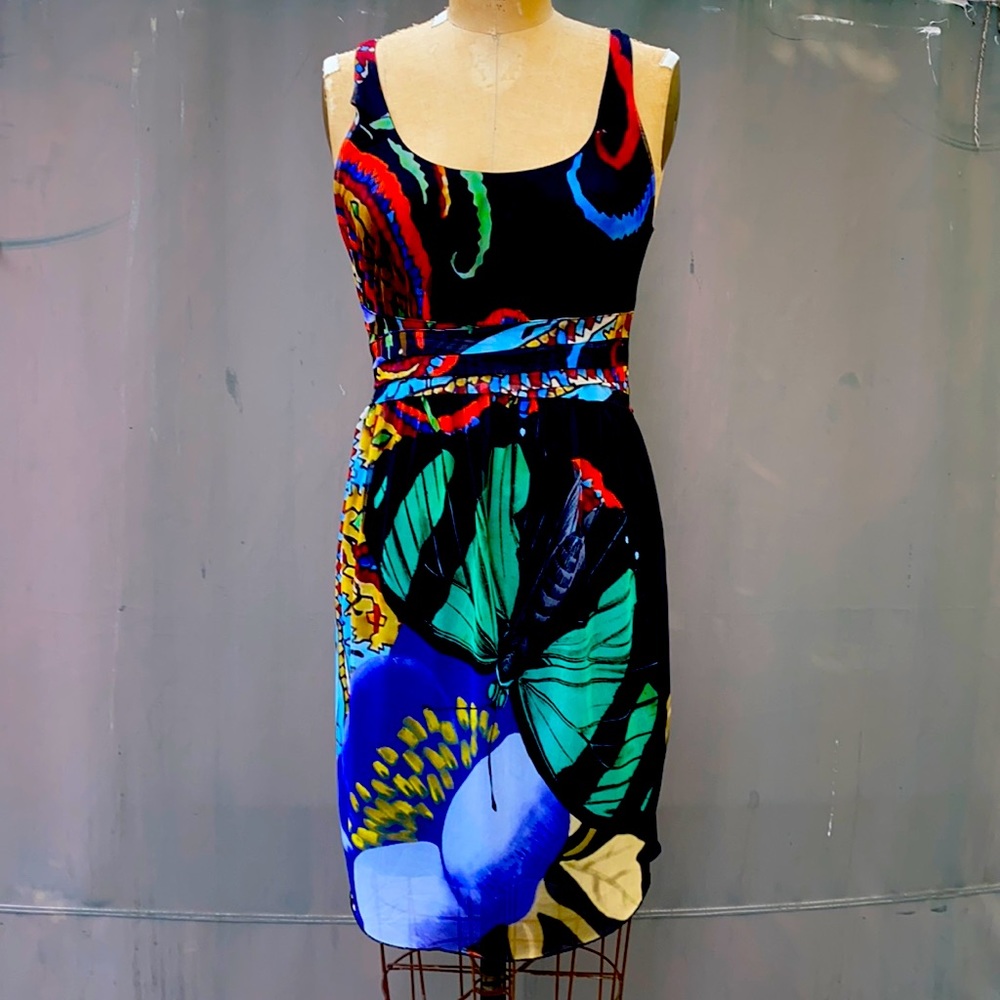 Desigual butterfly abstract print bodycon knit dress